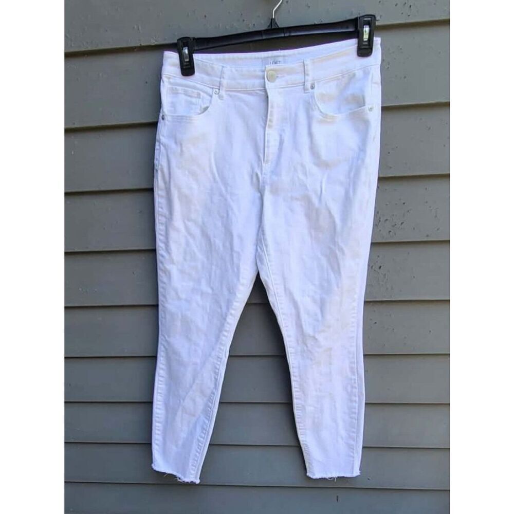Loft White Jeans Frayed Hems size 6